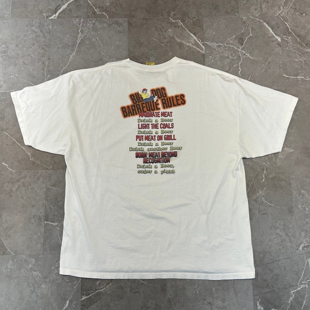 Vintage Big Dogs Graphic Tee Mens 2XL Barbeque Rules Short Sleeve Shirt White